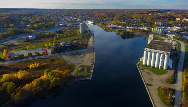 drone shot of owen sound